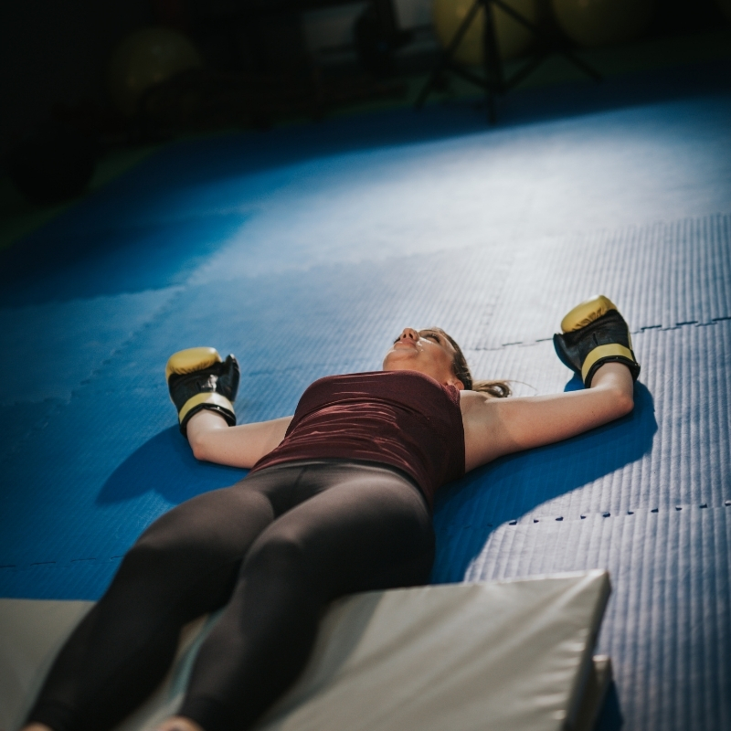 cansaço pós treino de boxeadora amadora